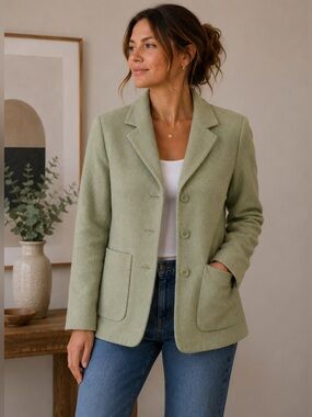 Daniel Hechter Vintage Wool Cashmere Blend Blazer Jacket Size 6P Retro Tailored